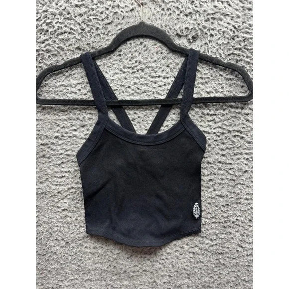 Free People FP Movement All Clear Cami Solid Crop Top Black Womens Size XS/S - Picture 1 of 8